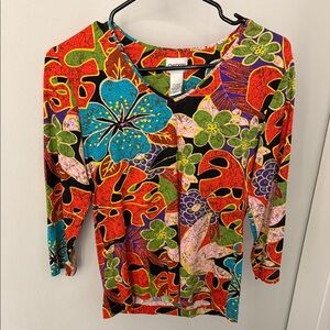 Chico's Multicolor Floral Button Down Shirt